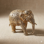 Handcrafted Karimnagar silver filigree elephant figurine with intricate wire detailing and antique finish