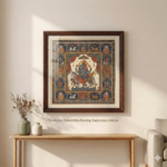 Handcrafted Pattachitra painting with intricate traditional patterns and mythological design displayed on wall